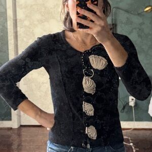 Sparrow by Anthropologie Black and Cream Cardigan